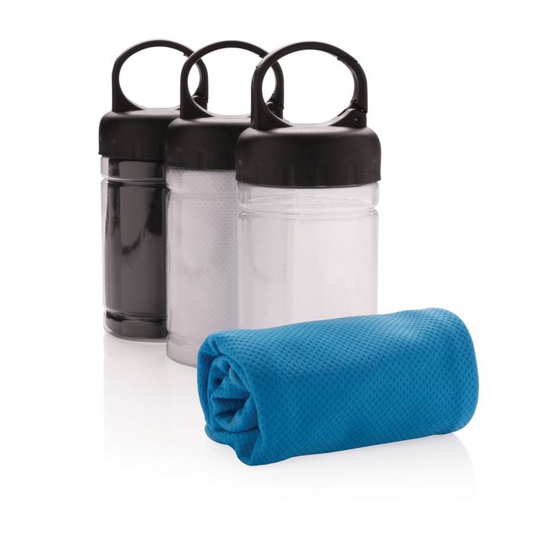 Chladiaci uterák v plast.fľaši, uterák 77x30 cm, čierna Chladiaci uterák v plast.fľaši, uterák 77x30 cm, čierna